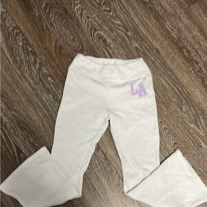 Kids White jogging pants with Purple Accent